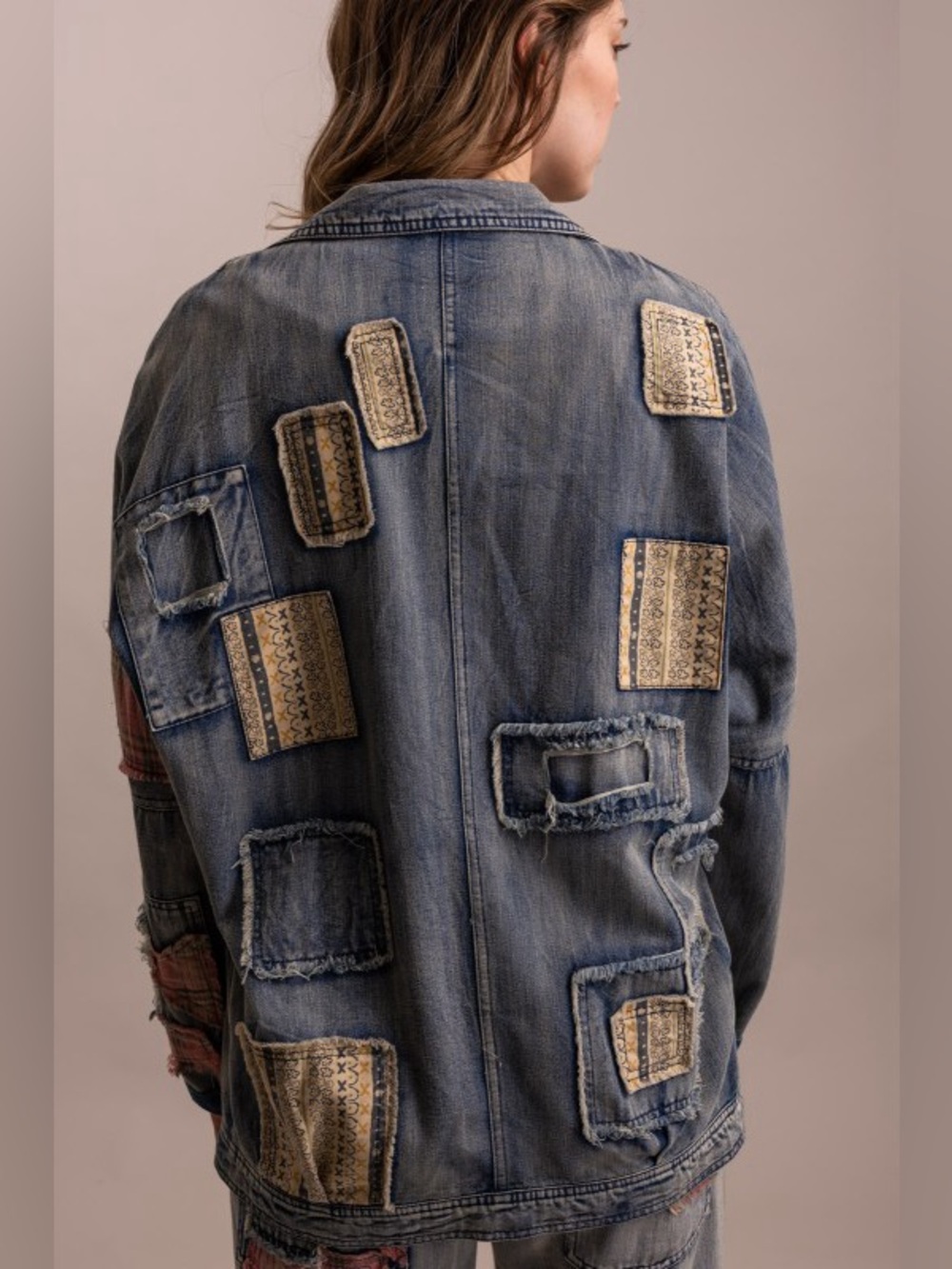 N2 New 🔥Bluevelvet embroidery patchwork denim jacket - Picture 8 of 11